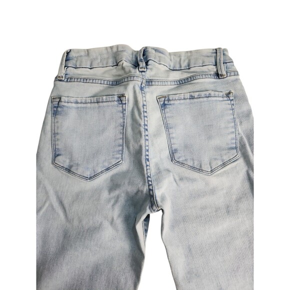 FRAME Women's Le Crop Mini Boot Cut Jeans Size 28 Light Wash Raw Hem Streetwear - Picture 12 of 13